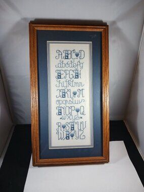 Vintage Needlepoint Framed Hand Stitch Embroidery Art Wall Decor